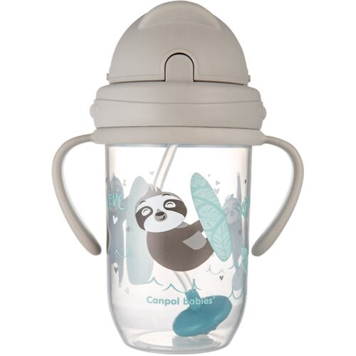 Canpol Exotic Animals Cup With Straw skodelica s slamico Gray 270 ml Cene