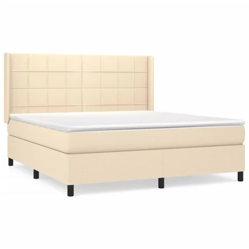 vidaXL Box spring postelja z vzmetnico krem 180x200 cm blago, (20893023)