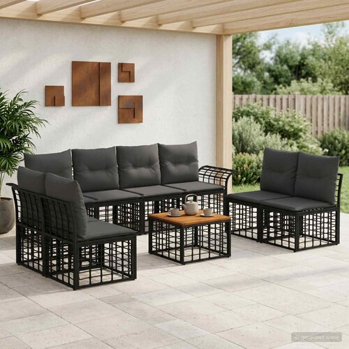  Set vanjskih sofa 9 kom. Crna i tamno siva Poliester Cijene