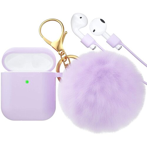 Venisymlis Silikonski etui za slu&amp;scaron;alke AirPods z obeskom za ključe s krzneno kroglico za AirPods 1/2, (22102179) Slike