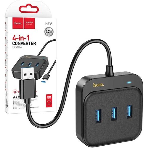  Adapter HUB HOCO HB35 4in1 USB to USB 3.0 x3+RJ45 100 Mbps 0,2m crni Cene
