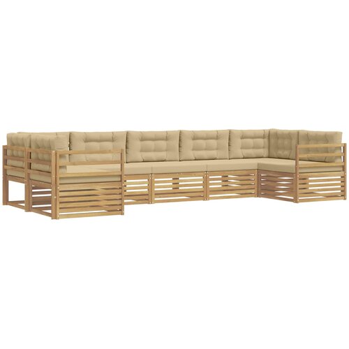  Set vanjskih sofa 7 kom. Bijela i bež Poliester 404 x 166,5 x 73cm Slike