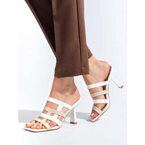 SHELOVET White Women&amp;#039;s Heeled Slippers Slike
