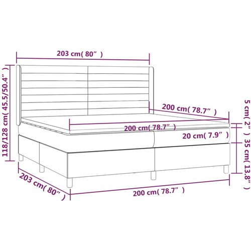  Krevet box spring s madracem LED smeđesivi 200x200 cm tkanina Slike