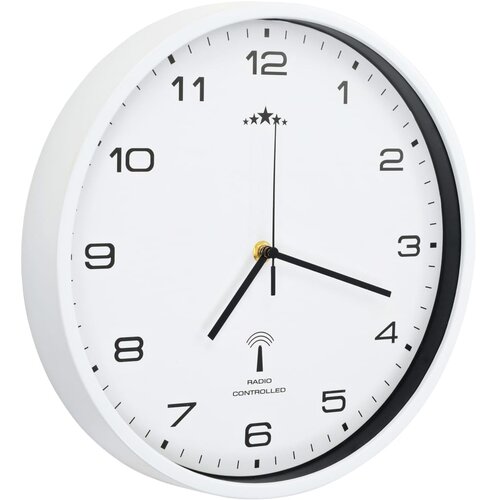  Radijski upravljan zidni sat s kvarcnim mehanizmom 31 cm bijeli Slike