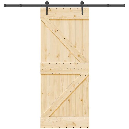 VidaXL Drsna vrata s kompletom vodil 85x210 cm trdna borovina Slike