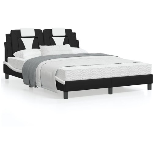 VidaXL Okvir kreveta s uzglavljem crno-bijeli 140x190 cm umjetna koža Slike