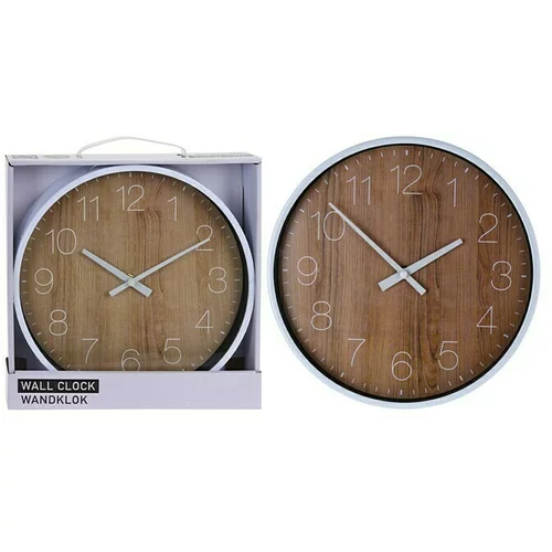 Okrugli zidni sat (Smeđa-srebrna, Promjer: 25 cm)
