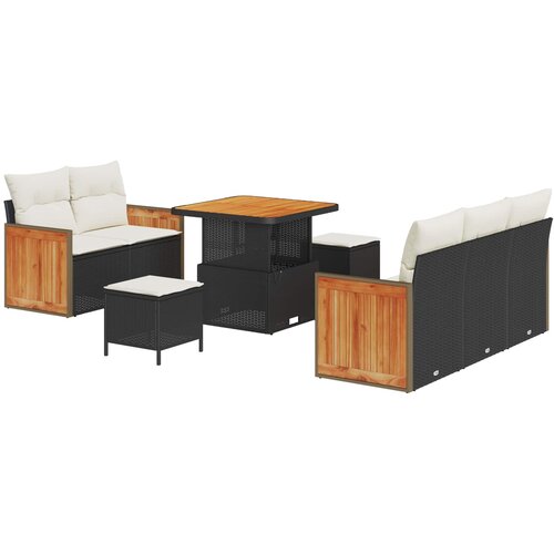 Sjedeća garnitura za vrt 8 kom. 8-Broj sjedala Crna i Krema 80 x 80 x 71 cm Slike