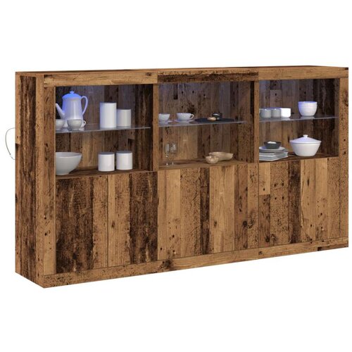  Sideboard sa LED svjetlima Staro drvo 181.5x37x100 cm Inženjersko drvo Slike