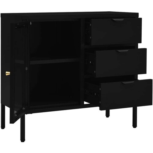 VidaXL Komoda crna 75 x 35 x 70 cm od čelika i kaljenog stakla Slike