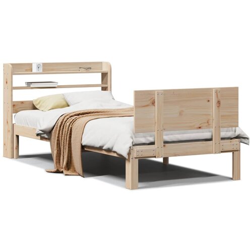 VidaXL Okvir kreveta s uzglavljem 90 x 190 cm od borovine Slike