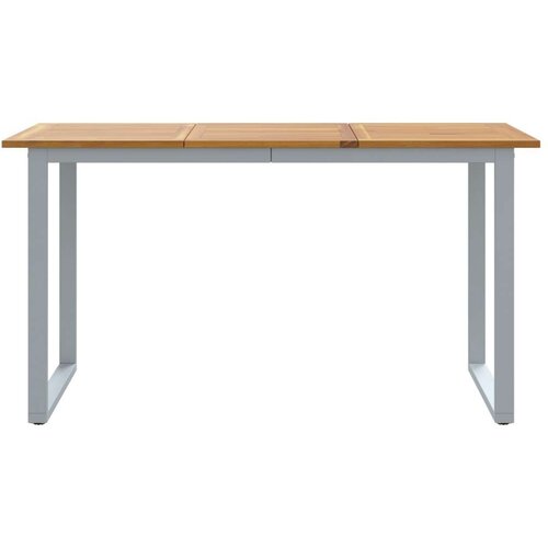  Vanjski stol za blagovanje Siva 140x80x75 cm Čelik i čvrsto drvo akacija Slike