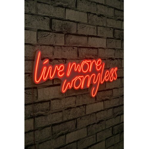 Wallity Live More Worry Less - Red Red Decorative Plastic Led Lighting Slike