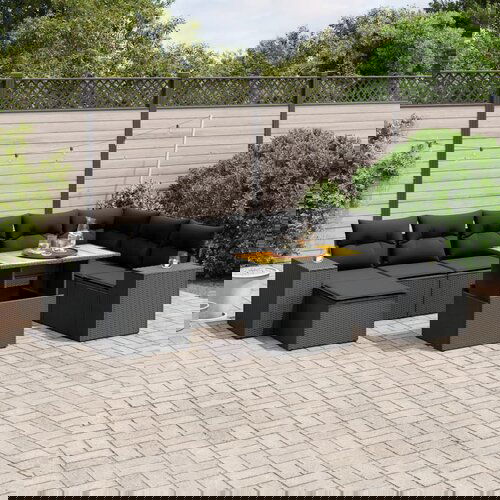 vidaXL 9-dijelni set vrtnih sofa s jastucima crni od poliratana Cijene