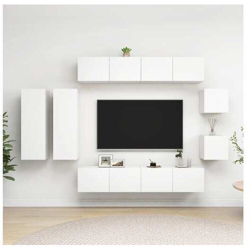  Komplet TV omaric 8-delni bela iverna plo&scaron;ča Cene