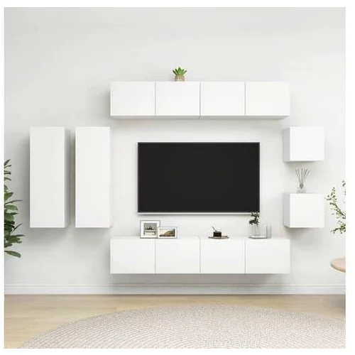  Komplet TV omaric 8-delni bela iverna plošča
