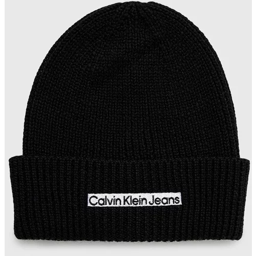 Calvin Klein Jeans Volnena kapa črna barva,