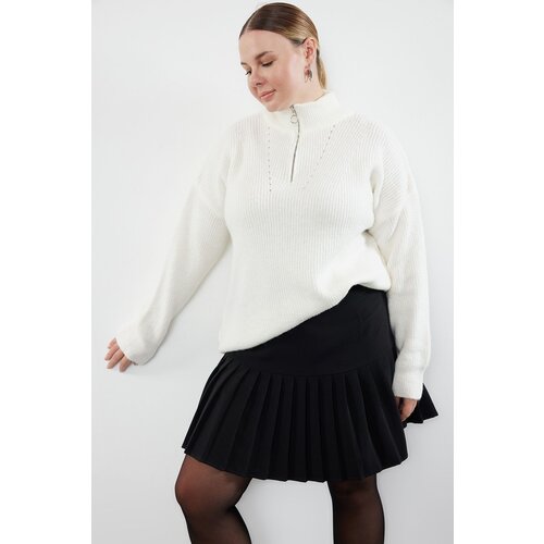Trendyol Curve Ecru Zipper Closure Knitwear Sweater Cene