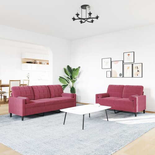  2-dijelni set sofa s jastucima crvena boja vina bar&amp;scaron;unasti Slike