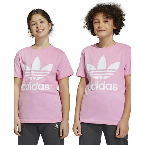 Adidas Otroška bombažna kratka majica TREFOIL roza barva
