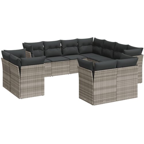 VidaXL 11-dijelni set vrtnih sofa poliratan s jastucima svijetlosivi Slike