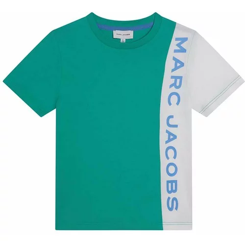 Marc Jacobs Otroška bombažna kratka majica zelena barva