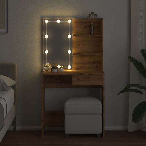 vidaXL Toaletni stol s LED-om Artisan hrast 74,5x40x141 cm Cijene