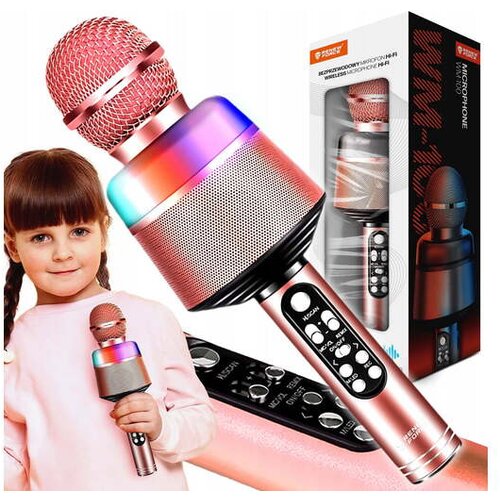 Dexxer uSB aku. 1200mAh bluetooth SD karaoke mikrofon z zvočnikom RGB LED roza WM-100-PINK Cene