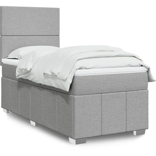 vidaXL Box spring postelja z vzmetnico svetlo siva 90x200 cm blago vidaXL Box spring postelja z vzmetnico svetlo siva 90x200 cm blago
