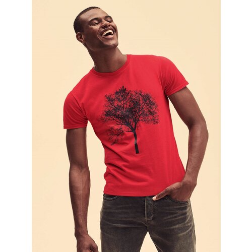 Fruit Of The Loom Red men's t-shirt in combed cotton Iconic with sleeve Cene
