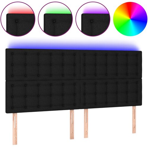  LED uzglavlje crno 160x5x118/128 cm od tkanine Slike