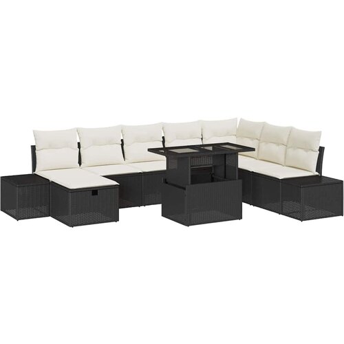vidaXL Vrtna sedežna garnitura 11 pcs Črna Poly ratan, (5000145375) Cene