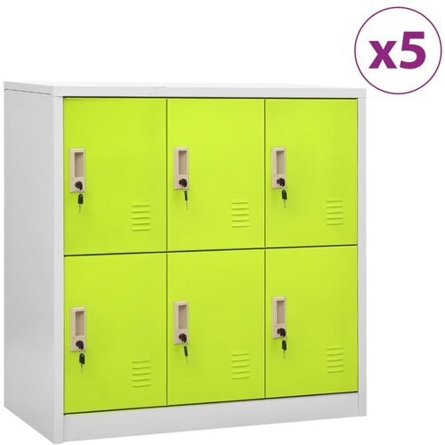  Ormarići s ključem 5 kom svjetlosivi/zeleni 90x45x92,5 cm čelik Cijene