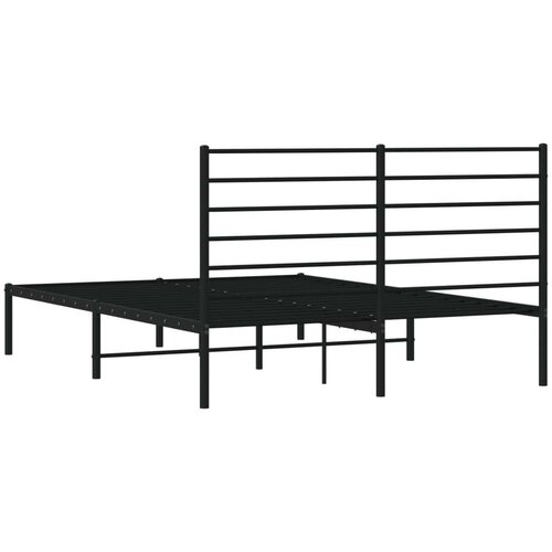 VidaXL Metalni okvir za krevet s uzglavljem crni 150x200 cm Slike