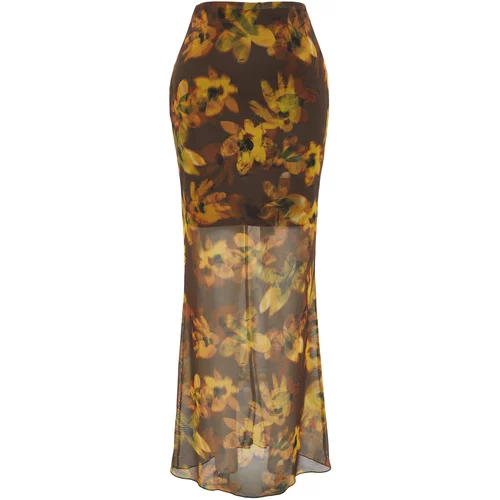 Trendyol Multi Color Floral Pattern Lined Tulle Skirt