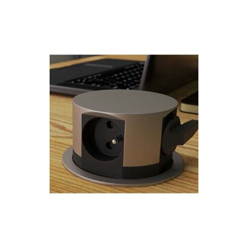 Utičnica pop up okrugla 100mm 4x schuko SIVA Slike