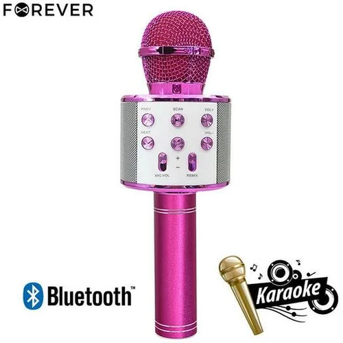 Forever Mikrofon Zvočnik 3W, Bluetooth, USB, microSD, AUX-in, ECHO način, modulacija glasu, roza barve