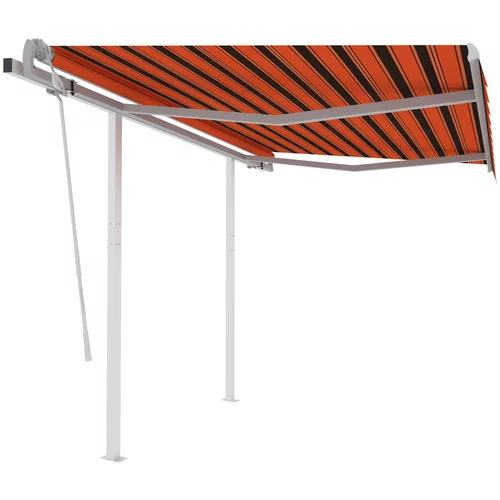 vidaXL Ročno zložljiva tenda s stebrički 3x2,5 m oranžna in rjava