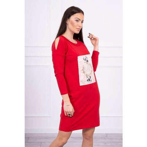 Kesi Dress with 3D graphics with red pearls Cijene
