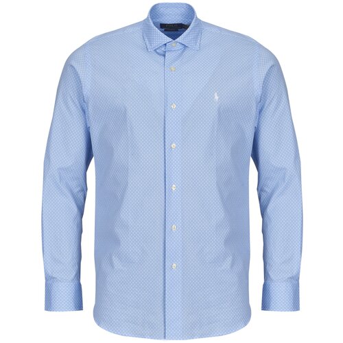Polo Ralph Lauren CHEMISE COUPE DROITE EN POPELINE MICRO MOTIF Plava Slike