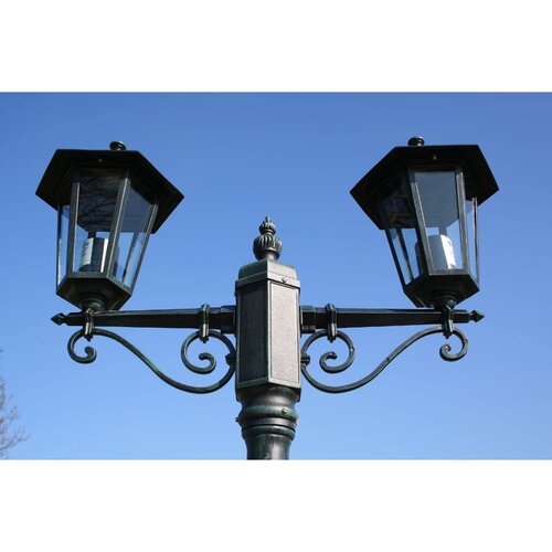  Vrtna stupna svjetiljka 215 cm tamnozelena/crna aluminijska Slike