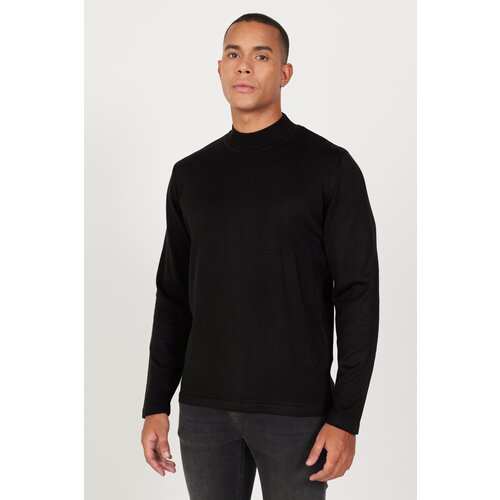 AC&Co / Altınyıldız Classics Men's Black Anti-Pilling Anti-pilling Standard Fit Normal Cut Half Turtleneck Knitwear Sweater Slike