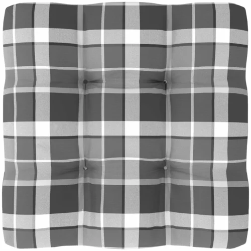 Jastuk za sofu od paleta sivi karirani 60 x 60 x 10 cm