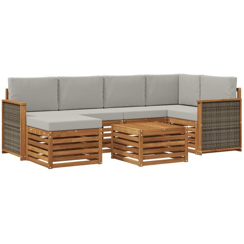 vidaXL Kotna sedežna garnitura z blazino 6 pcs Naravna in svetlo siva, (5000272309) Cene