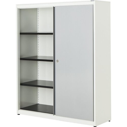 mauser Omara z drsnimi vrati, VxŠxG 1516 x 1200 x 432 mm, jeklena plošča, 3 police, čista bela / aluminijasto siva / čista bela Cene