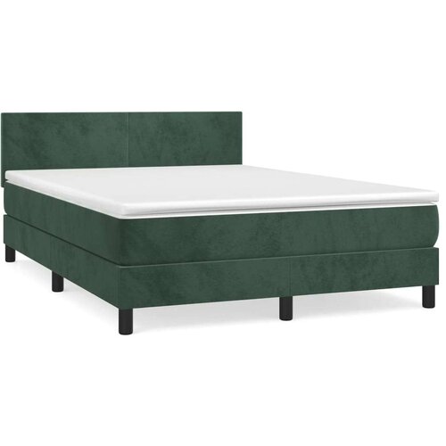 VidaXL Krevet s oprugama i madracem tamnozeleni 140x190 cm bar&amp;scaron;unasti Slike