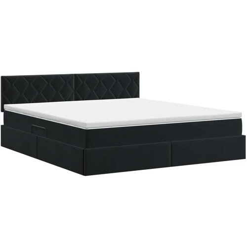  Krevet s od storage s uzglavljem Crna 180 x 200 cm Bar&amp;scaron;un - Crna 180 x 200 cm Dizajn s rombovima Slike