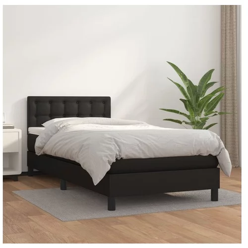  Box spring postelja z vzmetnico črna 80x200 cm umetno usnje