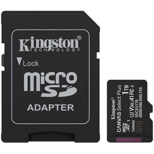 Kingston MicroSD 1TB, Canvas Select Plus, Class 10 UHS-I U3 V30 A1, Read up to 150MB/s, w/SD adapter Cene